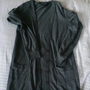 long dark gray cardigan
